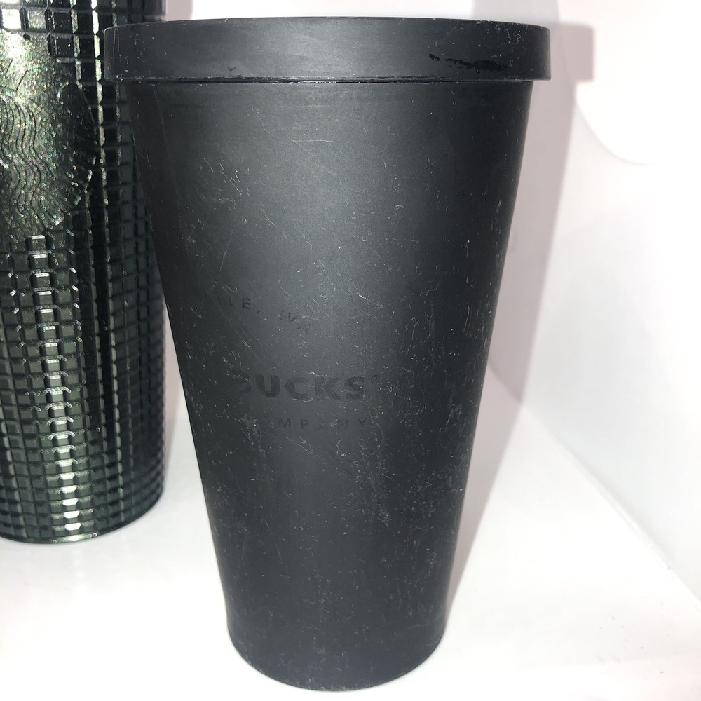 Starbucks Tumblers Lot Dark Green Studded Gold Black Lids No Straw Cold Beverage - Picture 4 of 11